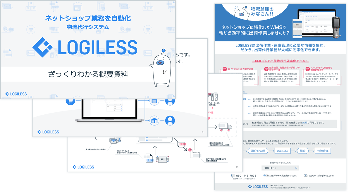 お問い合わせ 資料ダウンロード 倉庫事業者 Ec自動出荷システム Logiless